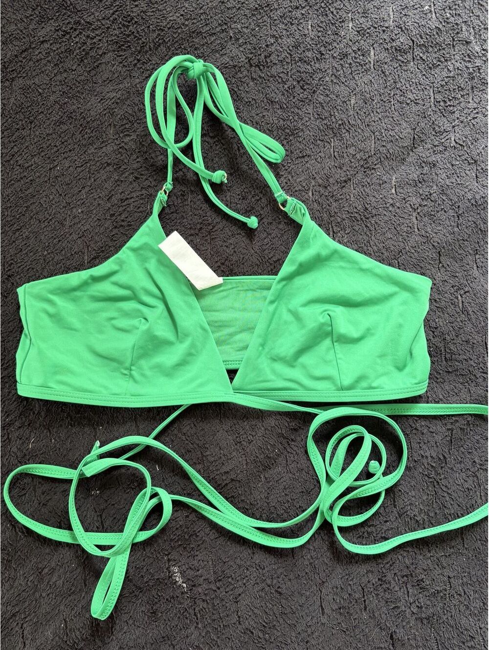 Toluca Green Tie Strap Bikini Top. M/L. NEW!